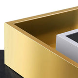Decorative Oval Metal Base Spar Top Gold Console Table Image - 8