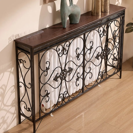 Decorative Rectangular Iron Wooden Foyer Console Table Image - 1