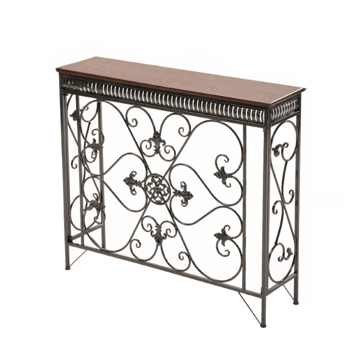 Decorative Rectangular Iron Wooden Foyer Console Table Image - 11