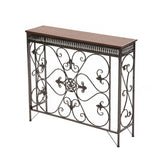 Decorative Rectangular Iron Wooden Foyer Console Table Image - 11