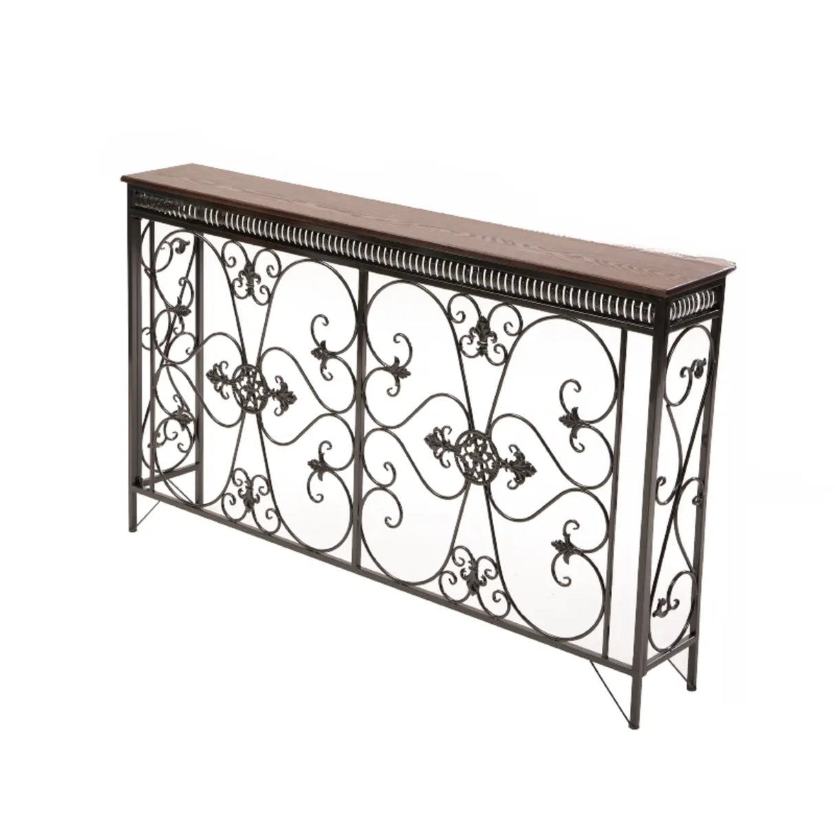 Decorative Rectangular Iron Wooden Foyer Console Table Image - 12