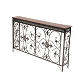 Decorative Rectangular Iron Wooden Foyer Console Table Image - 12