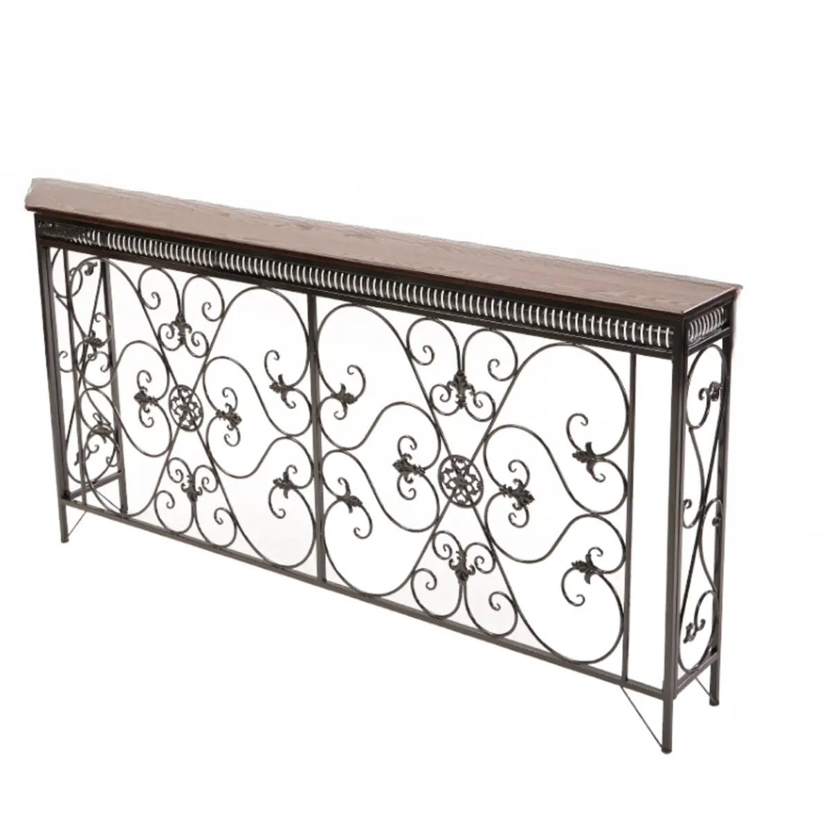Decorative Rectangular Iron Wooden Foyer Console Table Image - 13