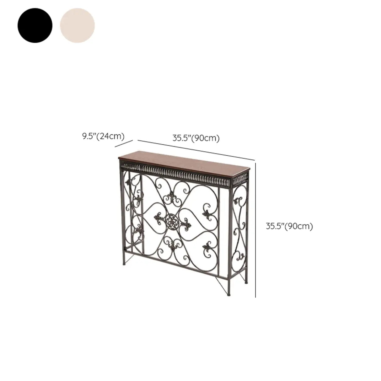 Decorative Rectangular Iron Wooden Foyer Console Table 