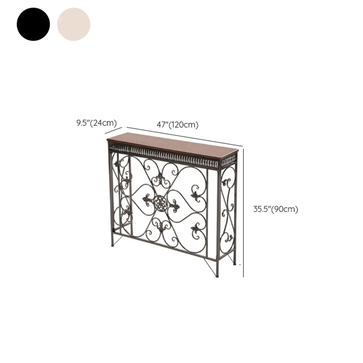 Decorative Rectangular Iron Wooden Foyer Console Table Image - 15