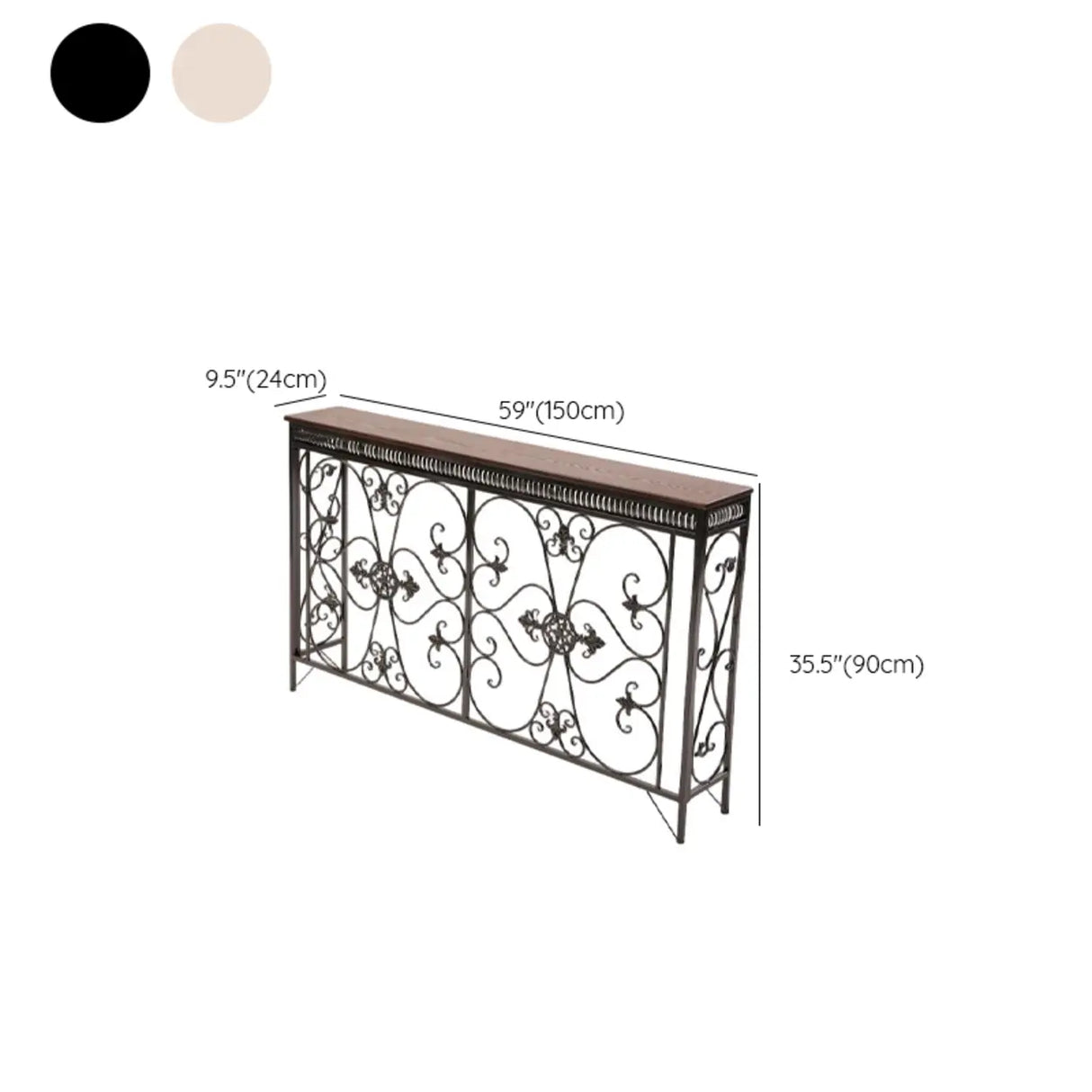 Decorative Rectangular Iron Wooden Foyer Console Table Image - 16