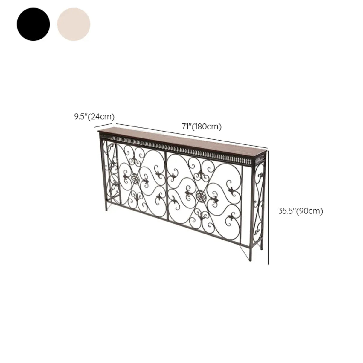 Decorative Rectangular Iron Wooden Foyer Console Table Image - 17