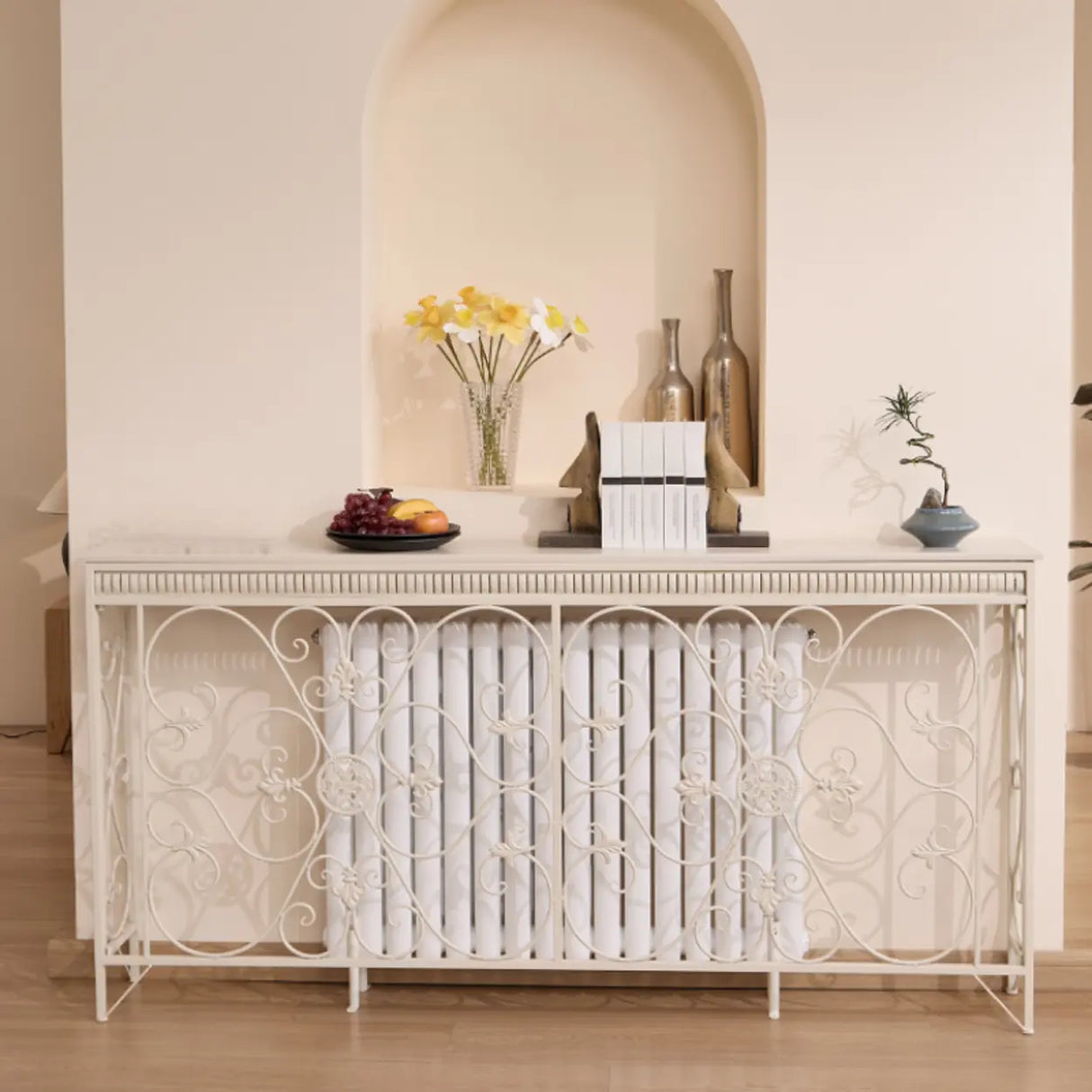 Decorative Rectangular Iron Wooden Foyer Console Table Image - 6