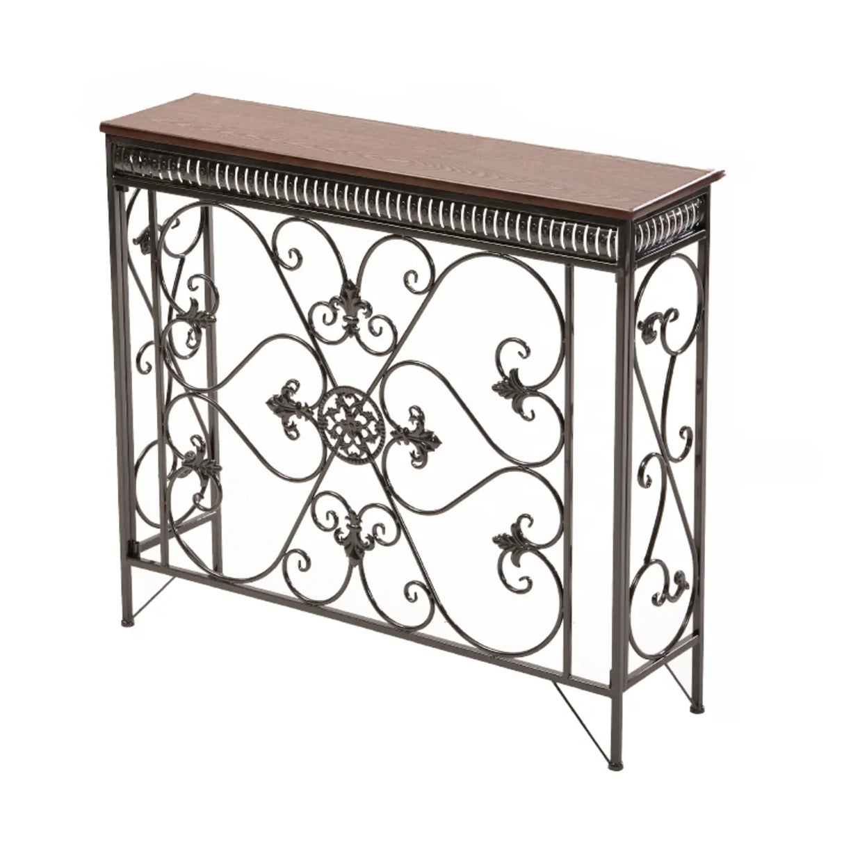 Decorative Rectangular Iron Wooden Foyer Console Table Image - 9