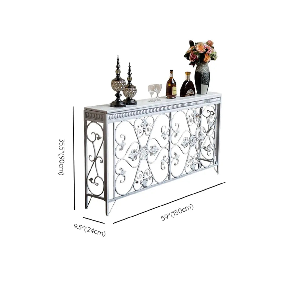 Decorative Rectangular Metal White Entry Console Table Image - 18