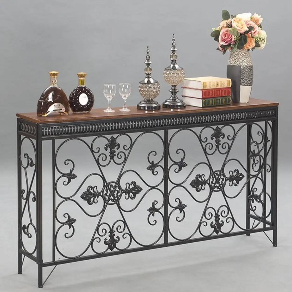 Decorative Rectangular Metal White Entry Console Table Image - 3