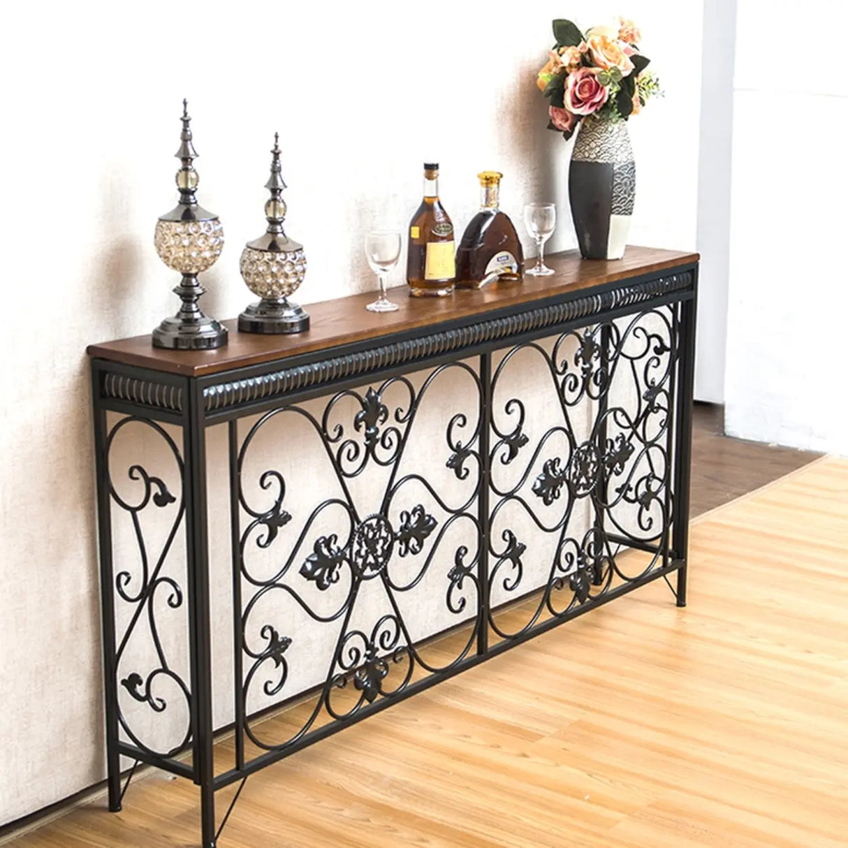 Decorative Rectangular Metal White Entry Console Table Image - 4