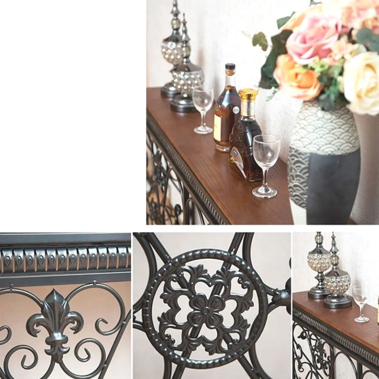Decorative Rectangular Metal White Entry Console Table Image - 8