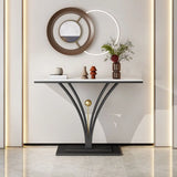 Decorative Rectangular Stone Black Pedestal Console Table Image - 1