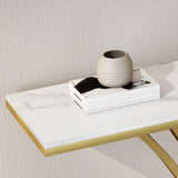 Decorative Rectangular Stone Black Pedestal Console Table Image - 10