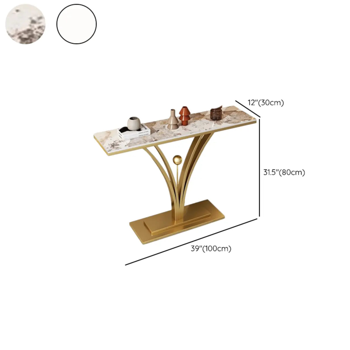 Decorative Rectangular Stone Black Pedestal Console Table Image - 16