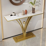 Decorative Rectangular Stone Black Pedestal Console Table Image - 4