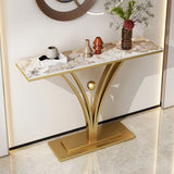 Decorative Rectangular Stone Black Pedestal Console Table Image - 7