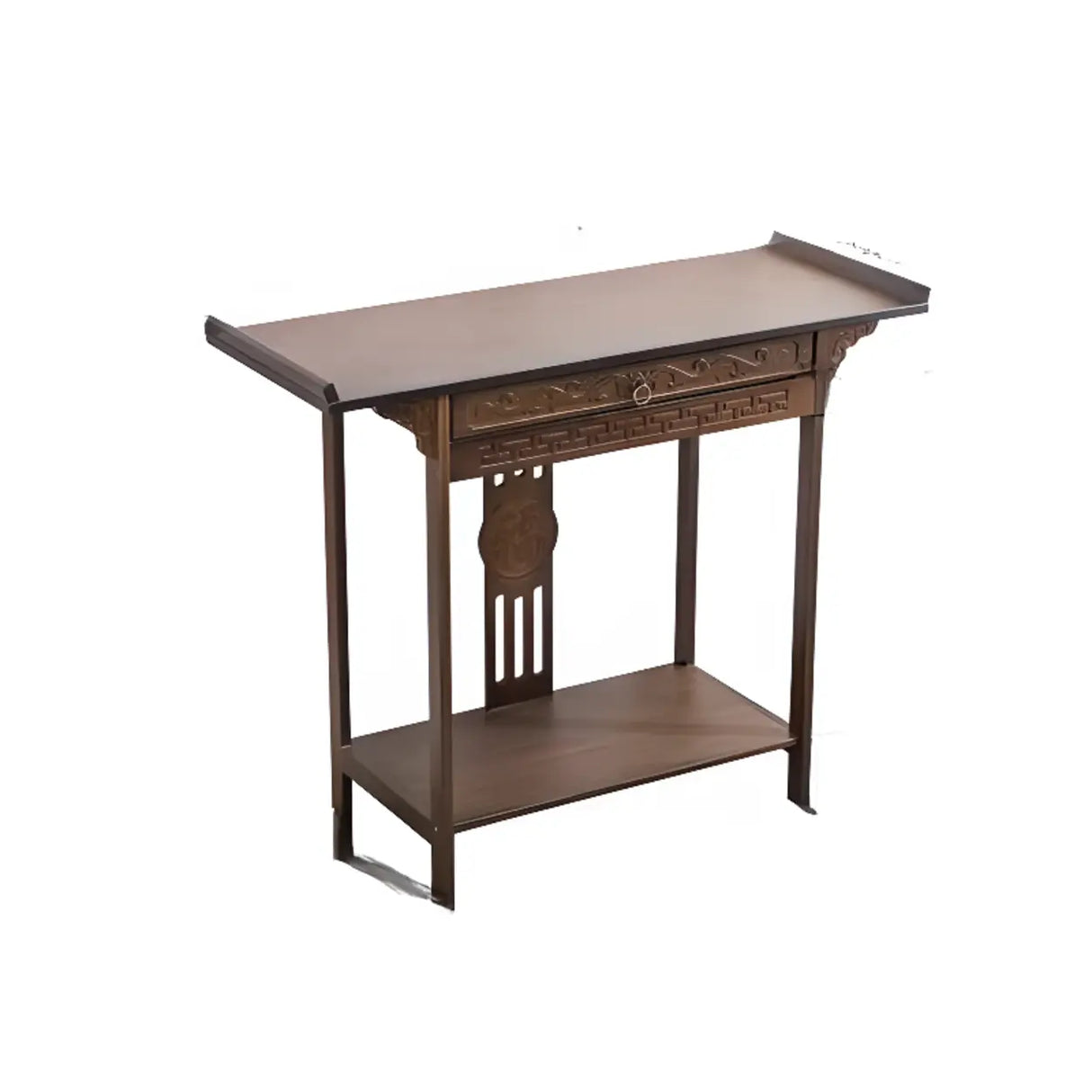 Decorative Rectangular Wood Brown Storage Console Table Image - 16