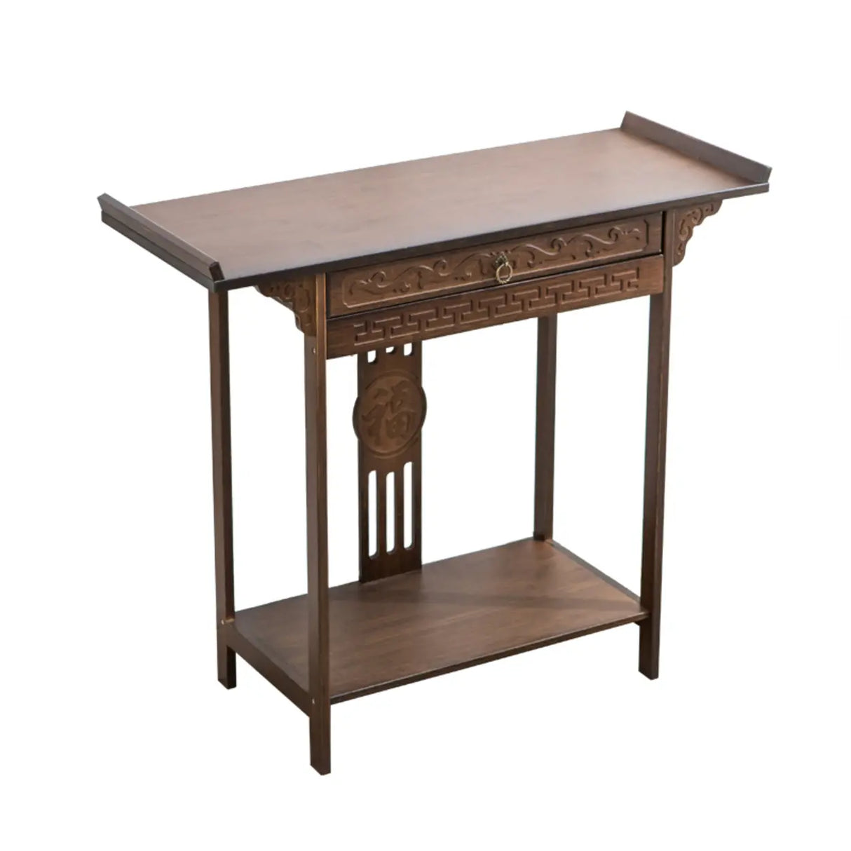 Decorative Rectangular Wood Brown Storage Console Table Image - 5