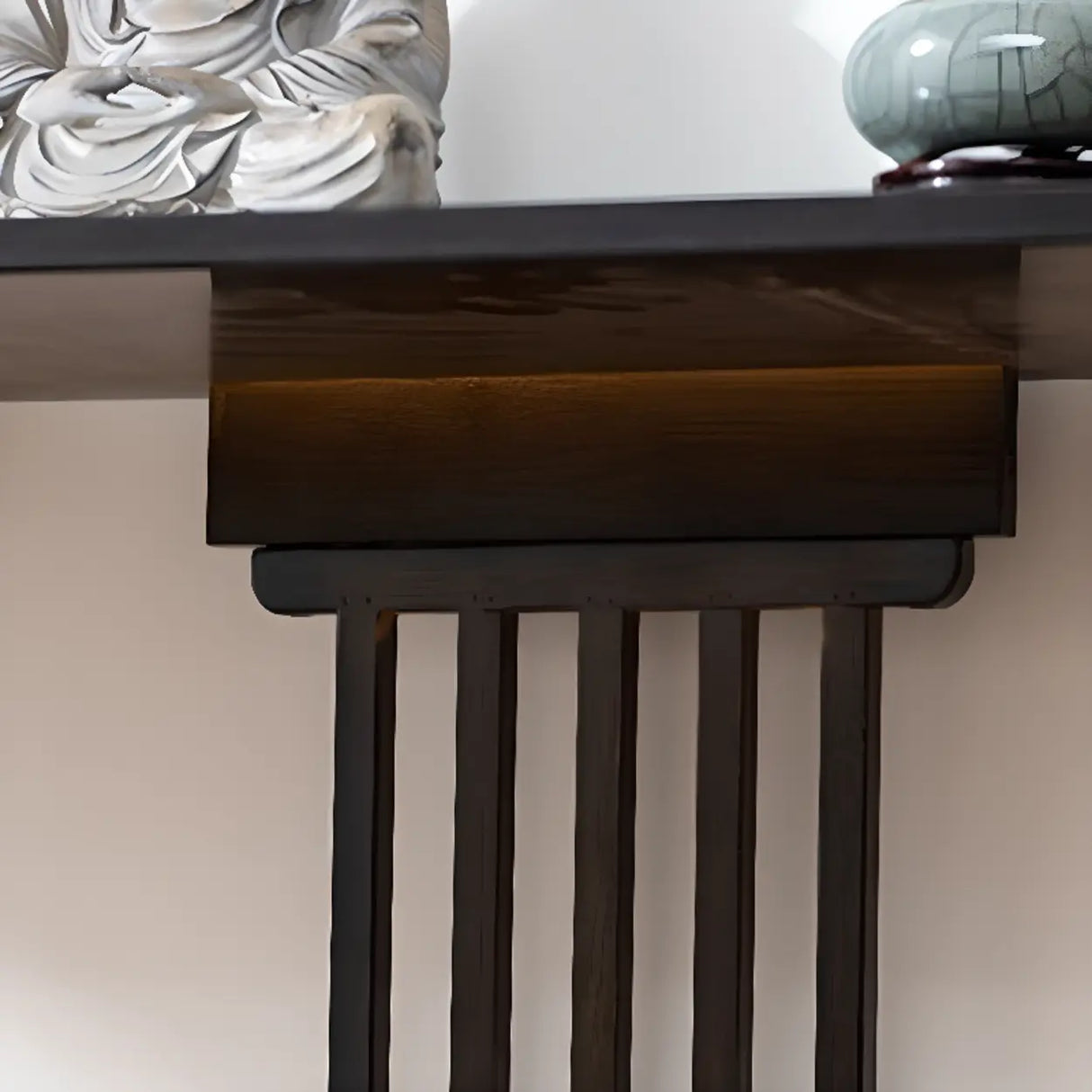 Decorative Rectangular Wood Brown Storage Console Table Image - 8