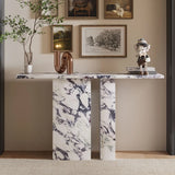 Decorative Twin Pedestal White Marble Console Table Image - 1