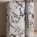 Decorative Twin Pedestal White Marble Console Table Image - 10