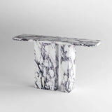 Decorative Twin Pedestal White Marble Console Table Image - 12