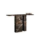 Decorative Twin Pedestal White Marble Console Table Image - 2
