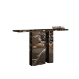 Decorative Twin Pedestal White Marble Console Table Image - 2