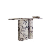 Decorative Twin Pedestal White Marble Console Table Image - 3