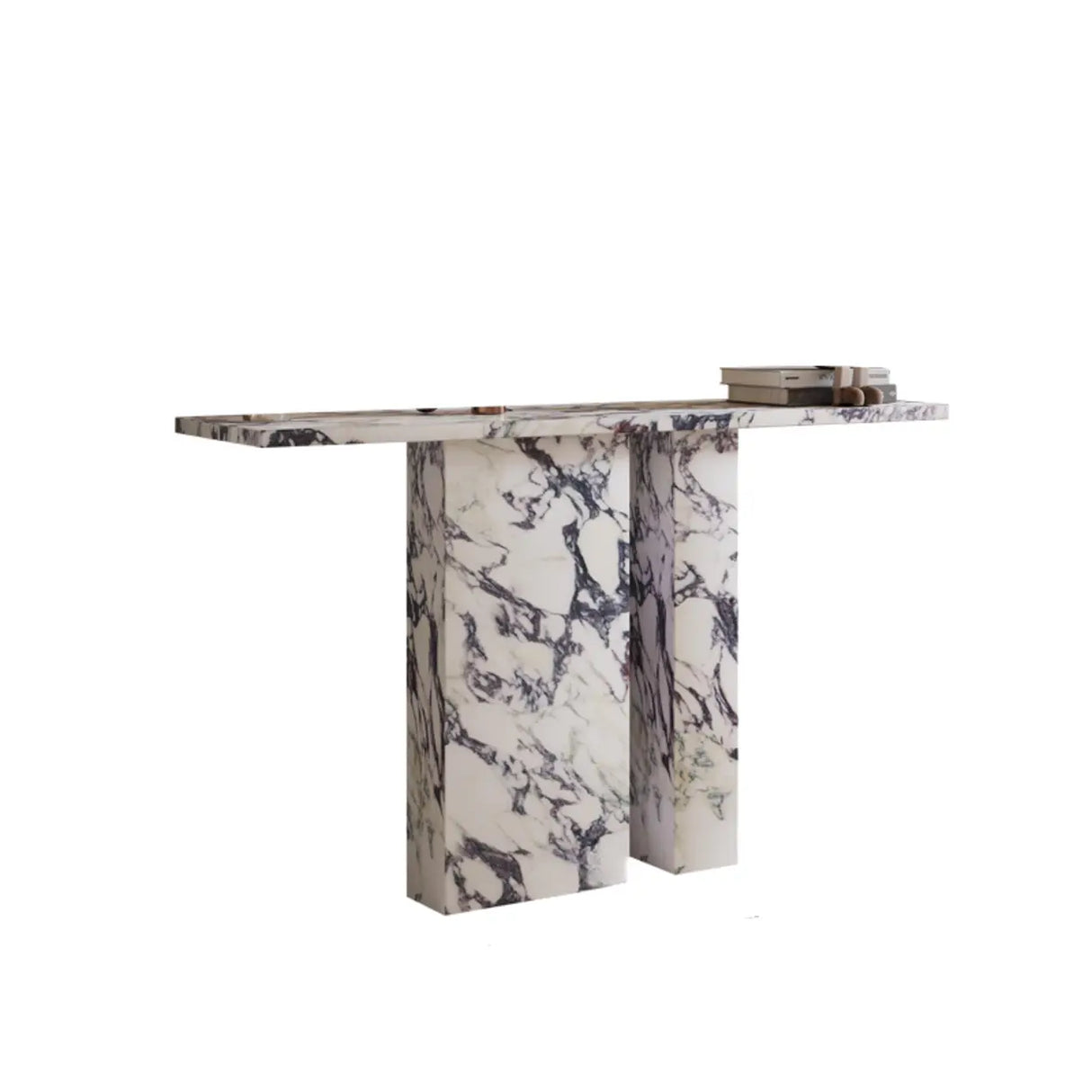 Decorative Twin Pedestal White Marble Console Table Image - 3