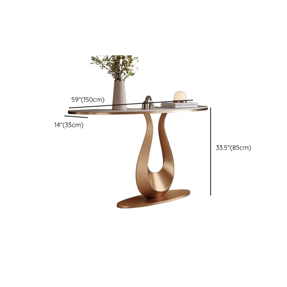 Decorative U-Shaped Gold Base Marble Console Table Image - 10