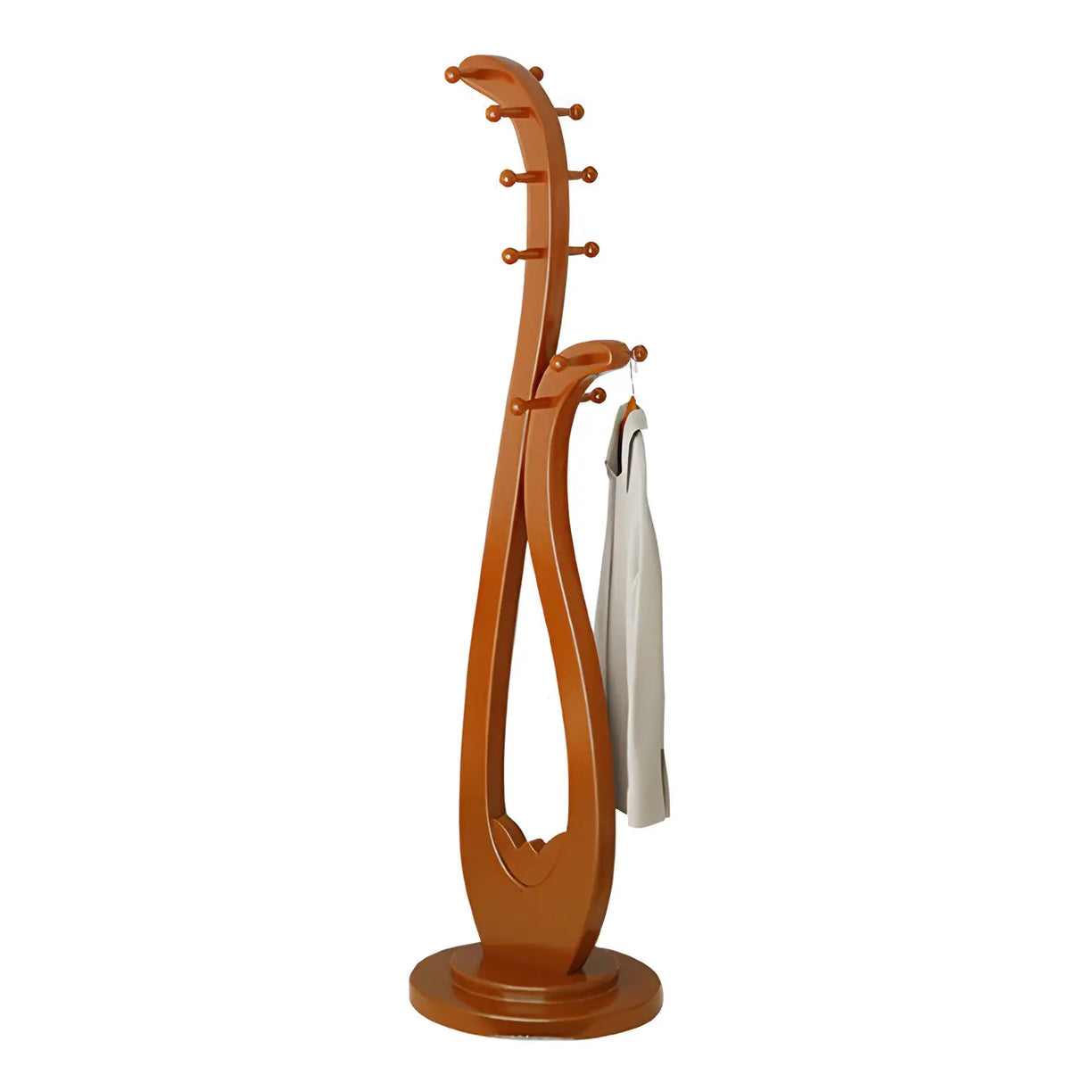 Decorative Wood Cherry Freestanding Coat Rack Image - 10