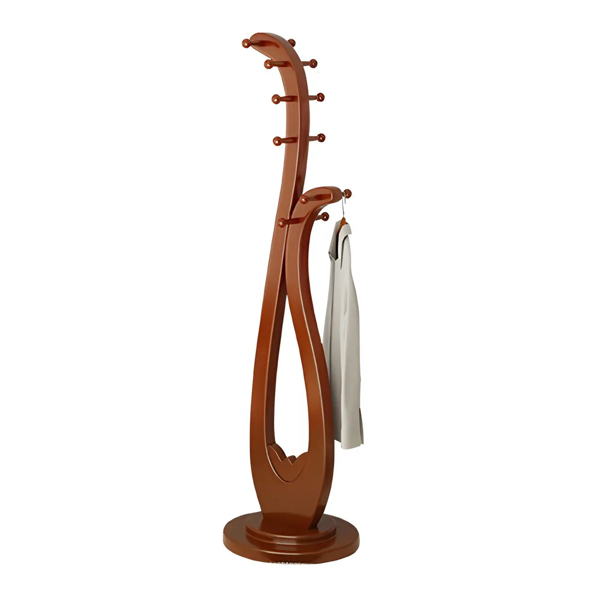 Decorative Wood Cherry Freestanding Coat Rack Image - 11