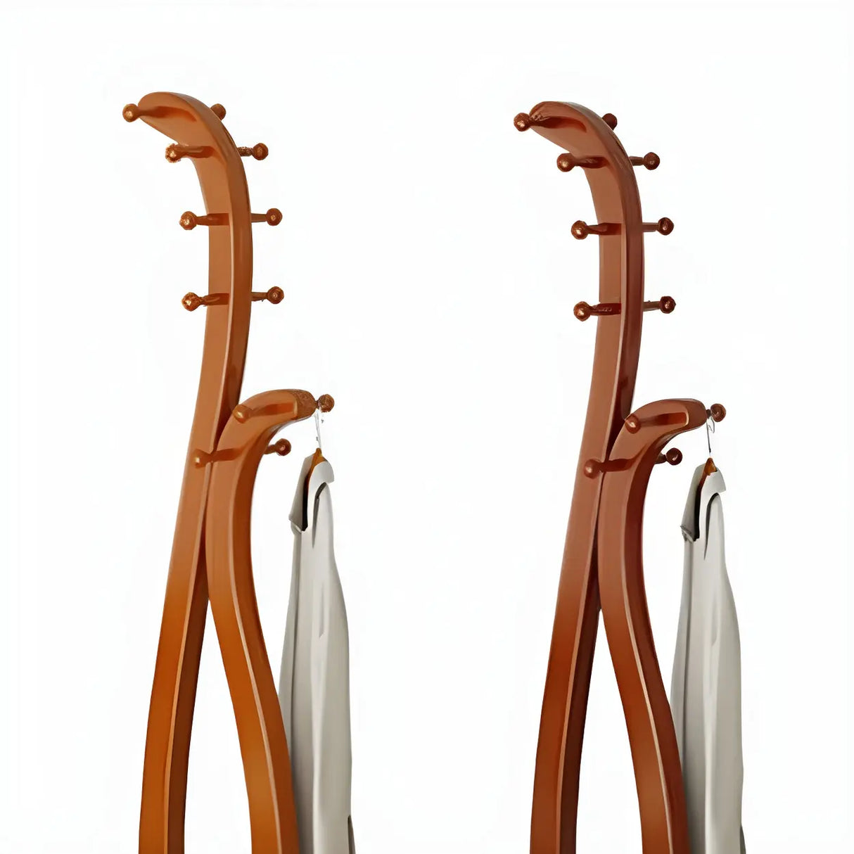 Decorative Wood Cherry Freestanding Coat Rack Image - 6