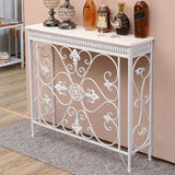 Decorative Wrought Iron and Wood Black Console Table Image - 3
