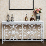 Decorative Wrought Iron and Wood Black Console Table Image - 4
