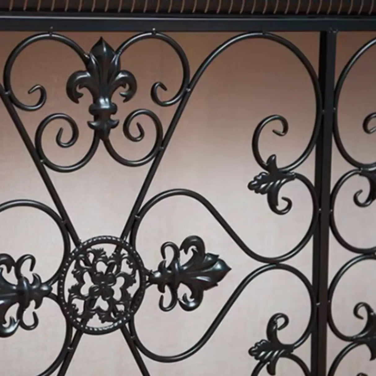 Decorative Wrought Iron and Wood Black Console Table Image - 6