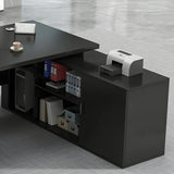 Deep Width L-Shape Executive Desk with Exterior Shelf Image - 11