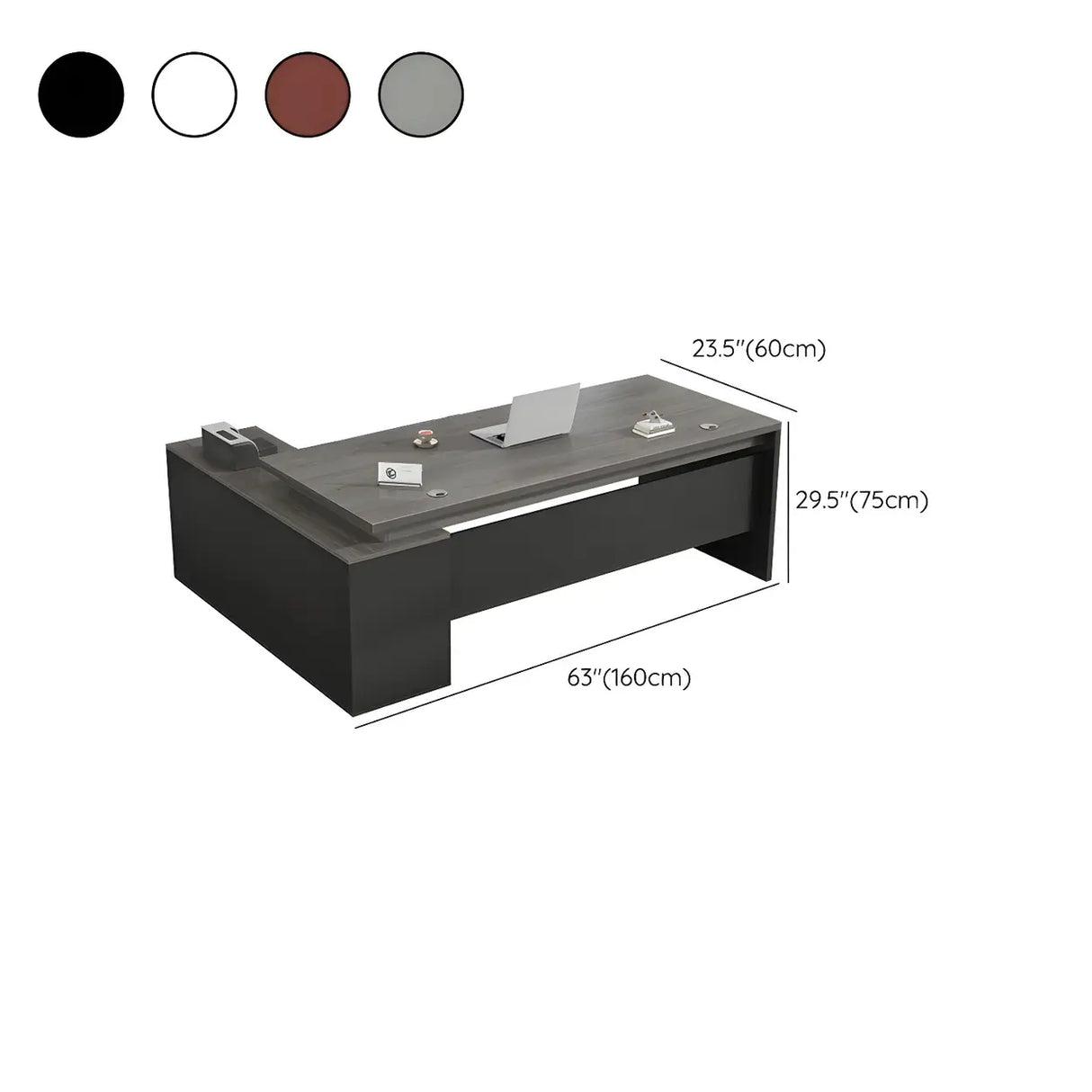 Deep Width L-Shape Executive Desk with Exterior Shelf Image - 15