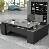 Deep Width L-Shape Executive Desk with Exterior Shelf Image - 7