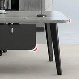 Deep Width Wood Steel Base Executive Desk with Cabinet Image - 10