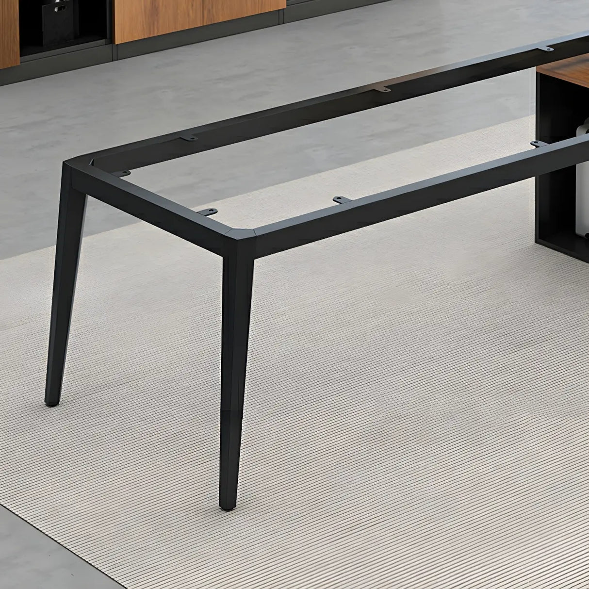 Deep Width Wood Steel Base Executive Desk with Cabinet Image - 11