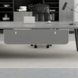 Deep Width Wood Steel Base Executive Desk with Cabinet Image - 12