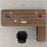 Deep Width Wood Steel Base Executive Desk with Cabinet Image - 14