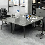 Deep Width Wood Steel Base Executive Desk with Cabinet Image - 15