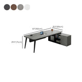 Deep Width Wood Steel Base Executive Desk with Cabinet Image - 18