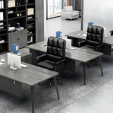 Deep Width Wood Steel Base Executive Desk with Cabinet Image - 3