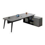 Deep Width Wood Steel Base Executive Desk with Cabinet Image - 5